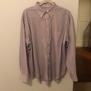 Blue and orange striped dress shirt